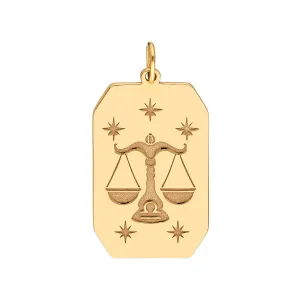 14K Yellow Gold Libra Engraved Pendant
