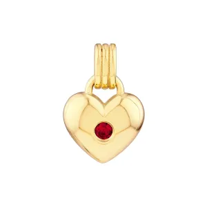 14K Yellow Gold Ruby Heart Pendant