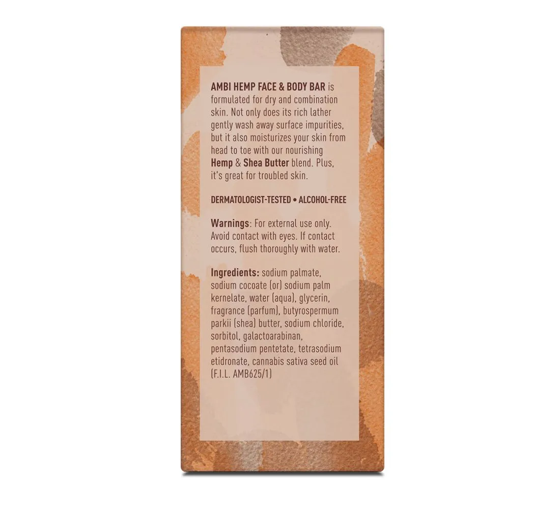 AMBI Hemp Face & Body Bar for Dry & Combination Skin - 5.3 oz