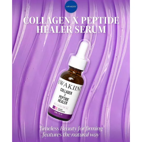 AWAKIIN Collagen x Peptide Skin Brightening Glowing Skin Dark Spot Corrector Face Serum - 1.0 oz