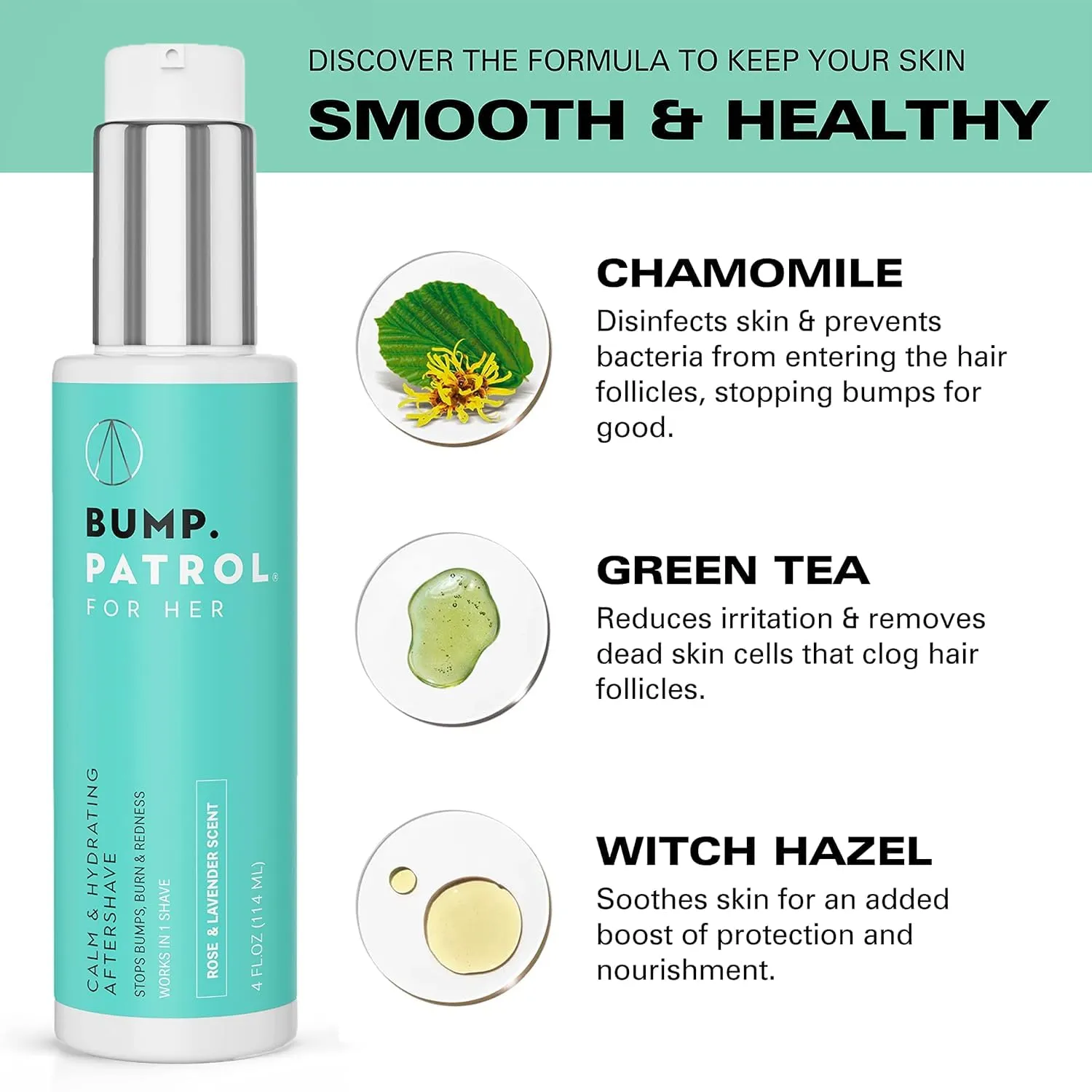 Bump Patrol for Her Calm & Hydrating Aftershave- Razor Bumps. Razor Burns. Ingrown Hairs