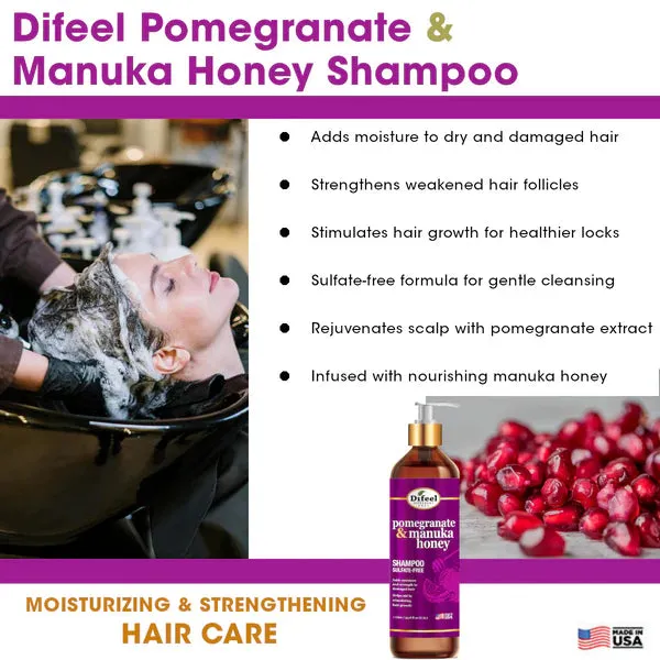 Difeel Pomegranate & Manuka Honey Sulfate-Free Shampoo - Choose Size