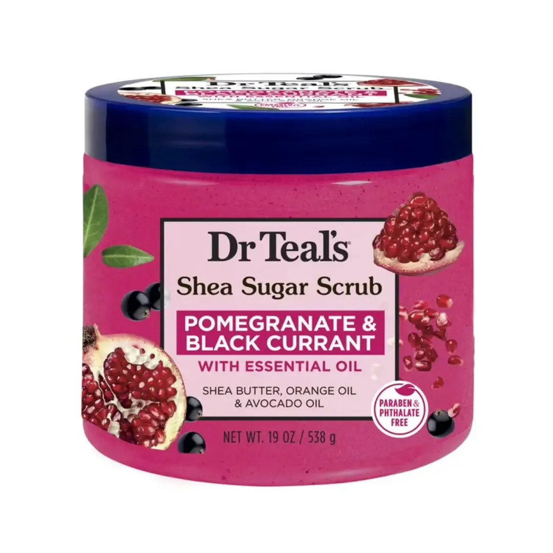 Dr. Teal's Shea Sugar Body Scrub Pomegranate & Black Current Essential Oils- 19 oz
