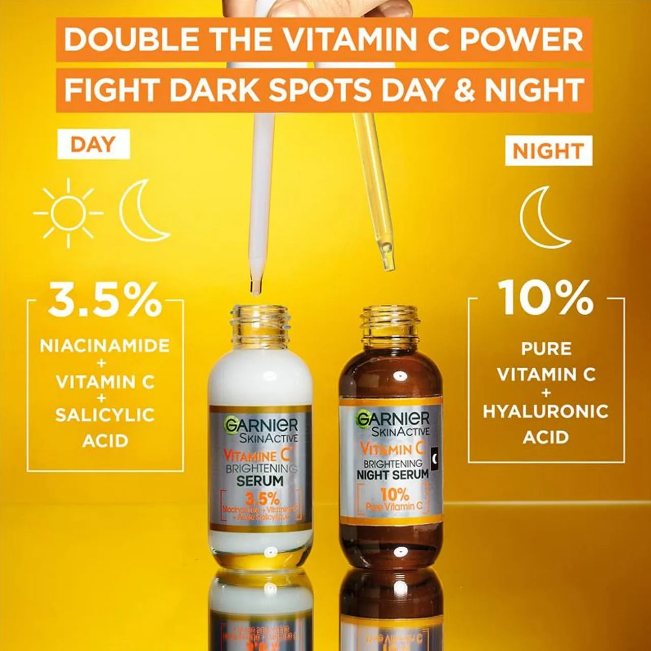 Garnier Vitamin C Power Duo Day Brightening Serum 30ml & Anti Dullness Night Serum 30ml