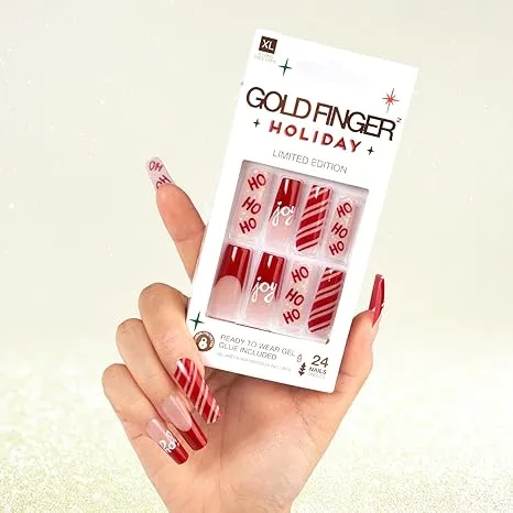 Gold Finger Holiday Limited Edition Press On Nails 24 Pcs [GD01YX]