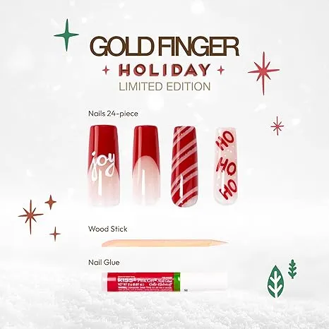 Gold Finger Holiday Limited Edition Press On Nails 24 Pcs [GD01YX]