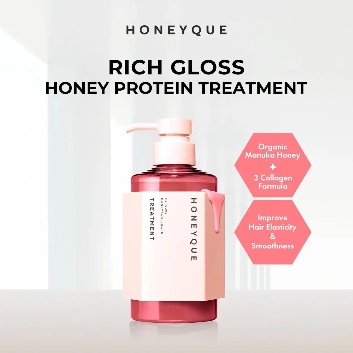 Honeyque Rich Gloss Honey   Collagen 450ml