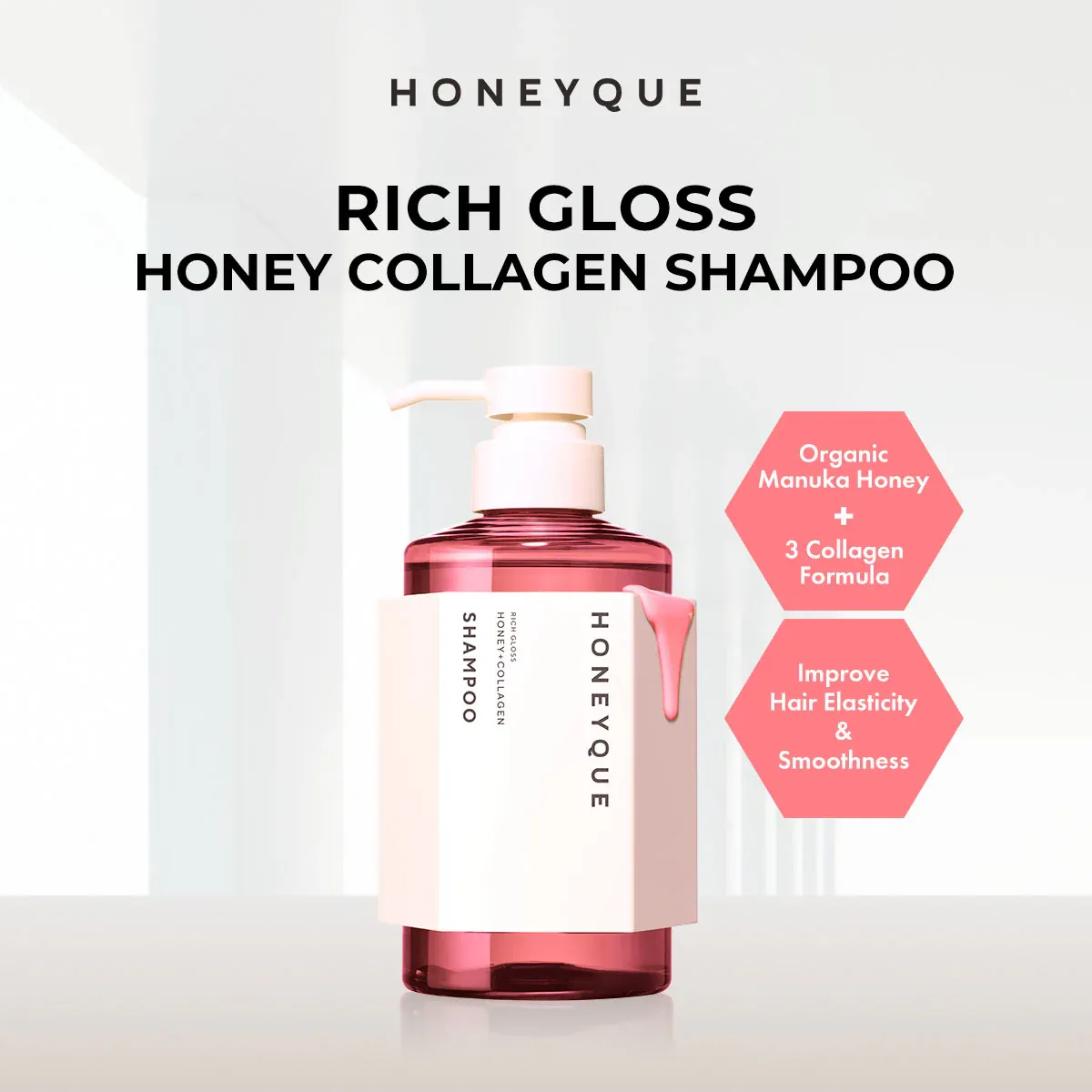Honeyque Rich Gloss Honey   Collagen 450ml