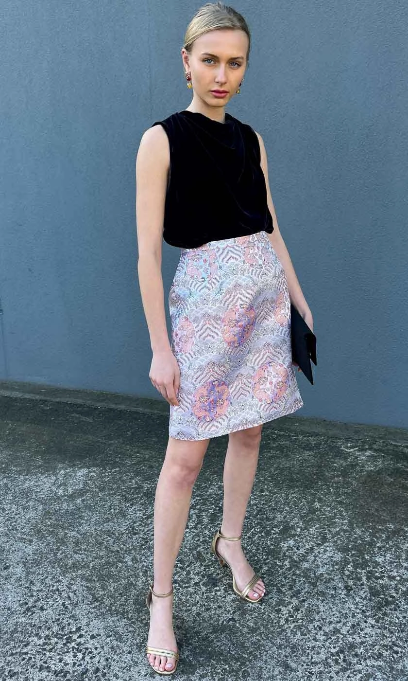 HOSS Silk Azlan Skirt - Silver Mauve