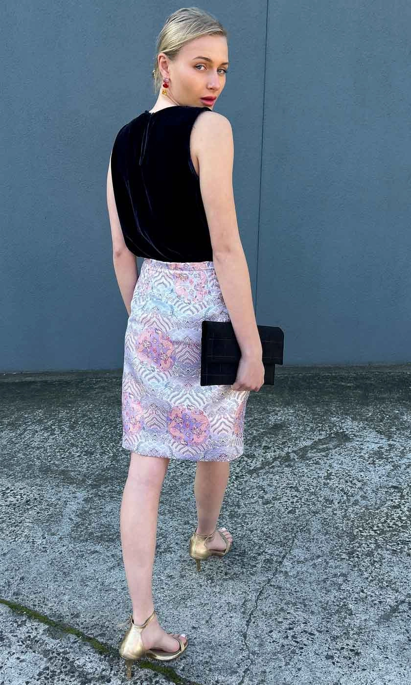 HOSS Silk Azlan Skirt - Silver Mauve