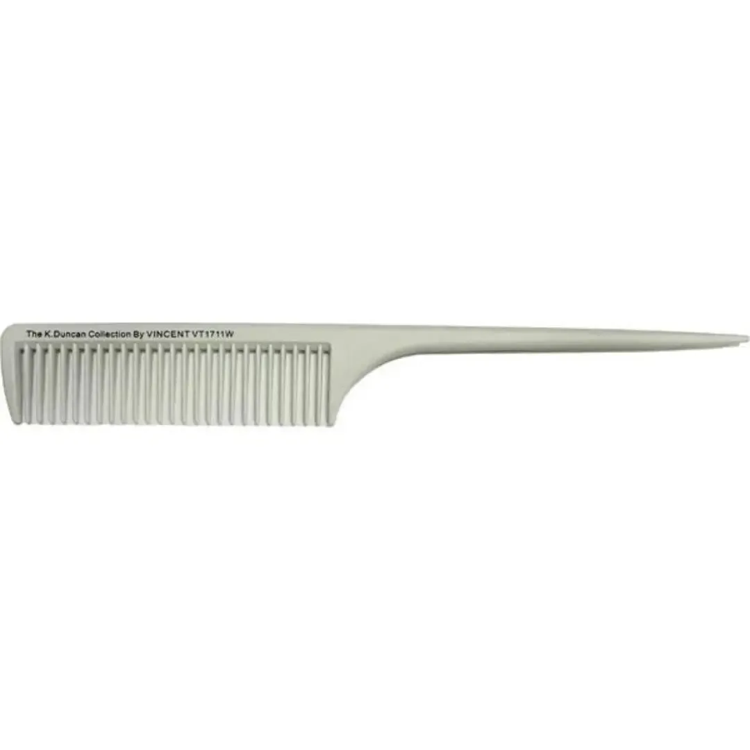 KD Vincent White Ceramic Rat Tail Comb Large Extra Wide Teeth - 10