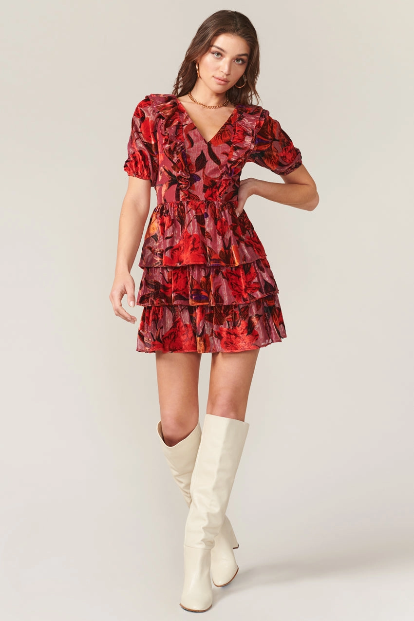 Khalia Burnout Velvet Dress