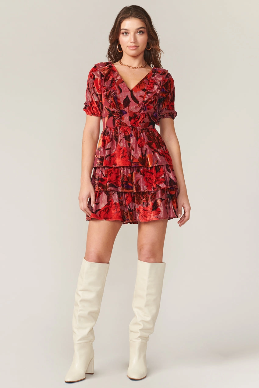 Khalia Burnout Velvet Dress