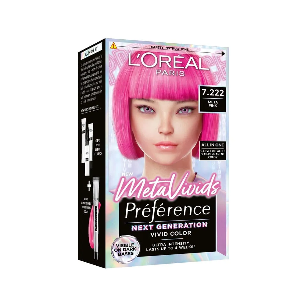 L'Oreal Vivid Hair Colour Preference 7.222 Meta Pink