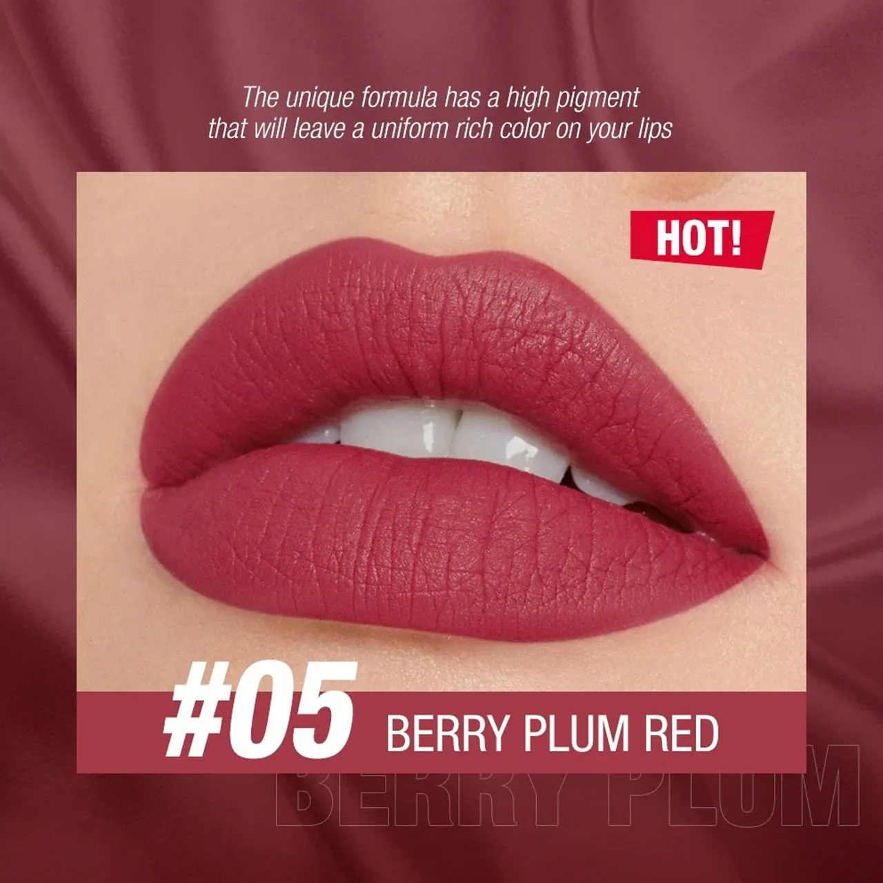 O.TWO.O High Energy Heavy Mist Matte Lip Glaze 05 Berry Plum Red