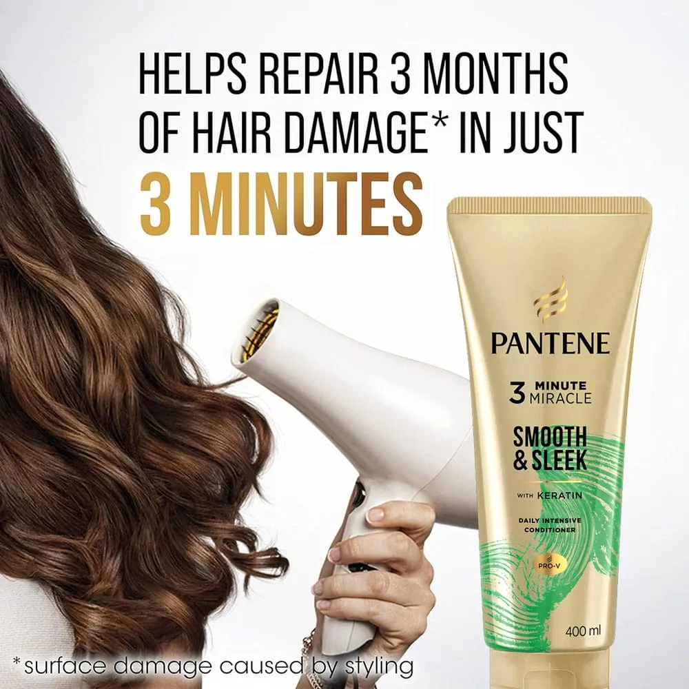 Pantene Conditioner 3 Minute Miracle Smooth & Sleek With Keratin Daily Intense 400ml