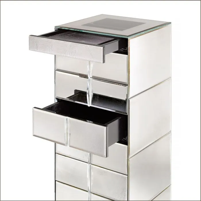 Stylish Art Deco Style Venetian Mirrored Chest Of Drawers