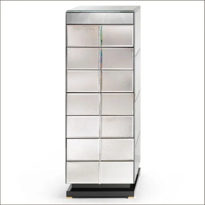 Stylish Art Deco Style Venetian Mirrored Chest Of Drawers