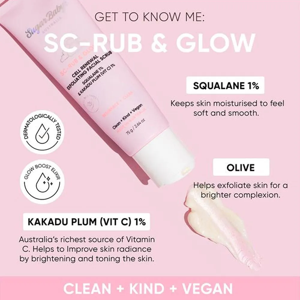 Sugar Baby Sc Rub & Glow Cell Renewal Exfoliating Facial Scrub 75g