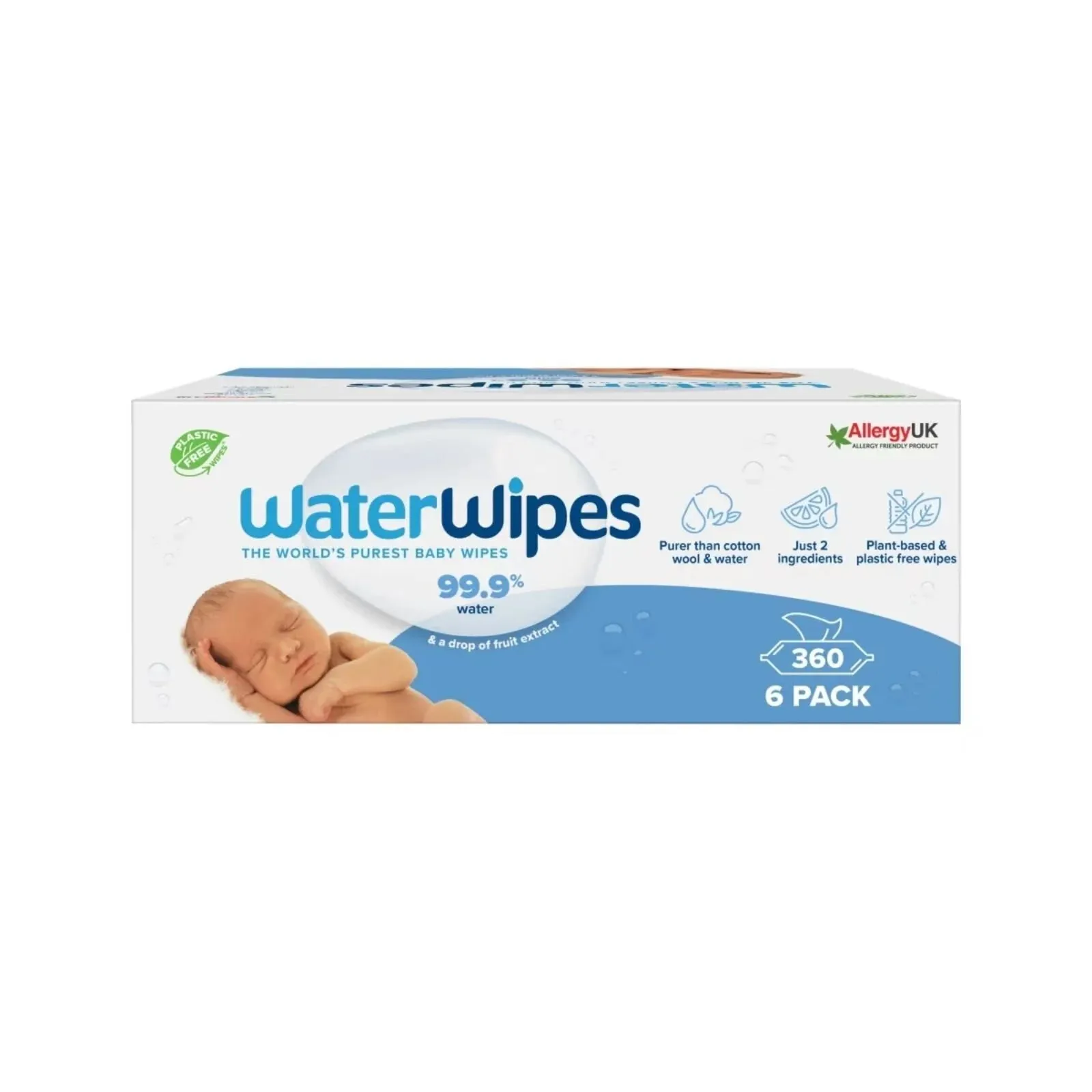 WaterWipes Sensitive Baby Wipes 6x60s