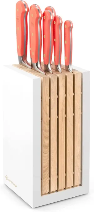 Wusthof Classic Coral Peach - 8 Pc. Knife Block Set, White- Personalized Engraving Available